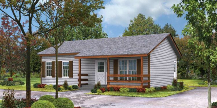 Country House Plan – 864 Sq Ft, 2 Bedrooms, 1 Bathroom