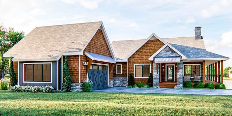 One-Level Country Lake House Plan – 1,802 Sq Ft, 2–3 Bedrooms, 2.5–3.5 Bathrooms