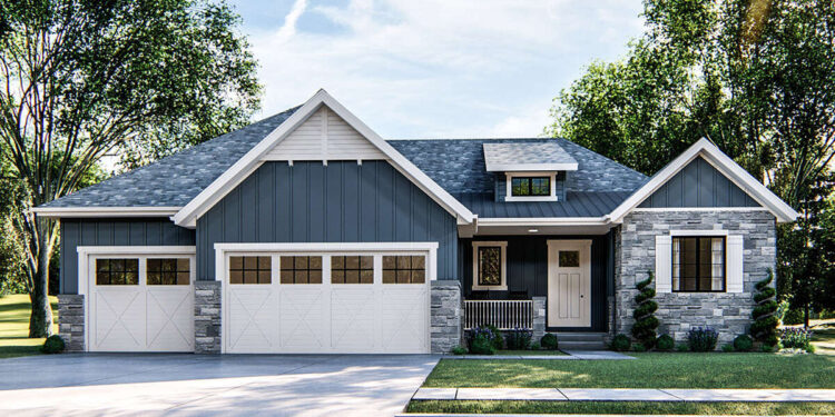 Ranch House Plan – 2,027 Sq Ft, 3 Bedrooms, 2.5 Bathrooms