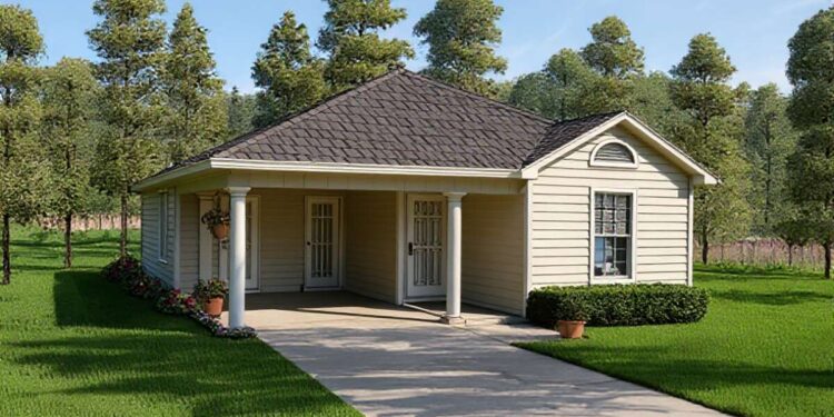 Small House Plan – 1,070 Sq Ft, 3 Bedrooms, 2 Bathrooms