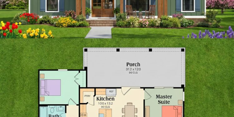 Modern Farmhouse Plan – 1,371 Sq Ft, 3 Bedrooms, 2 Bathrooms