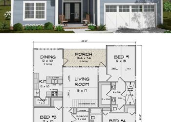 Cottage House Plan – 1,841 Sq Ft, 4 Bedrooms, 3 Bathrooms