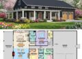 Barndominium Farmhouse Plan – 2,000 Sq Ft, 3 Bedrooms, 2.5 Bathrooms