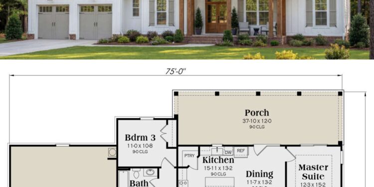 Modern Farmhouse Plan – 1,553 Sq Ft, 3 Bedrooms, 2 Bathrooms