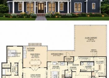 Modern Farmhouse Plan – 2,216 Sq Ft, 3–4 Bedrooms, 2.5 Bathrooms