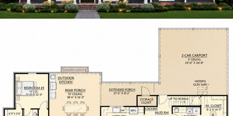 Modern Farmhouse Plan – 2,216 Sq Ft, 3–4 Bedrooms, 2.5 Bathrooms