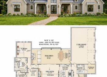 Modern Transitional Plan – 3,093 Sq Ft, 4 Bedrooms, 3.5 Bathrooms