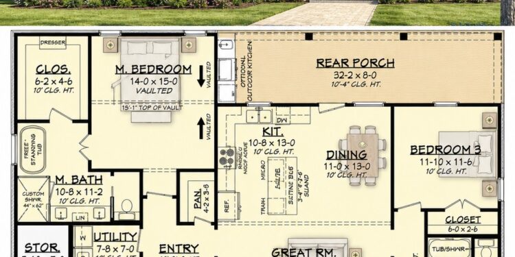 European Plan – 1,690 Sq Ft, 3 Bedrooms, 2 Bathrooms