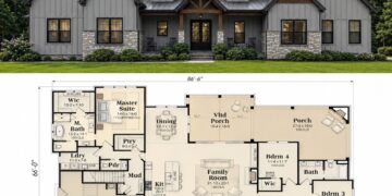 Modern Farmhouse Plan – 2,514 Sq Ft, 4–5 Bedrooms, 2.5 Bathrooms