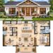 Modern Farmhouse Plan – 988 Sq Ft, 2 Bedrooms, 2 Bathrooms
