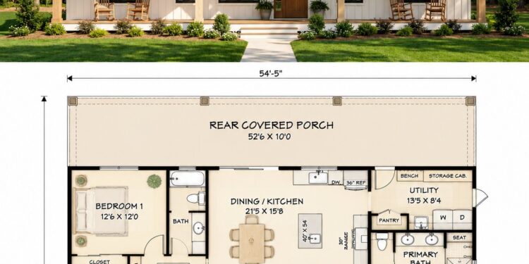 Modern Farmhouse Plan – 1,716 Sq Ft, 3 Bedrooms, 2 Bathrooms