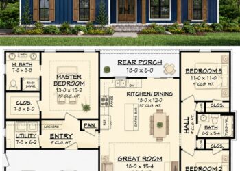 Modern Farmhouse Plan – 1,398 Sq Ft, 3 Bedrooms, 2 Bathrooms