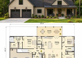 Modern Farmhouse Plan – 1,798 Sq Ft, 3–4 Bedrooms, 2.5 Bathrooms