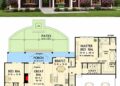 Modern Farmhouse Style Home Plan – 3 Bedroom Design with Study, Vaulted Great Room and Rear Patio Spa