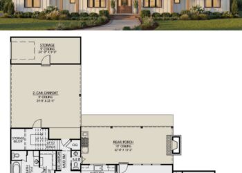 2291 Sq. Ft. Modern Farmhouse Plan with 3 Bedrooms, 2.5 Bathrooms, and Open Living Design