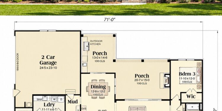 2479 Sq. Ft. Modern Farmhouse Plan with 3–4 Bedrooms, 2.5 Bathrooms, and Flexible Bonus Space