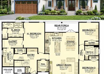 1793 Sq. Ft. Modern Farmhouse Plan with 3 Bedrooms, 2.5 Bathrooms, Bonus Room, and Open Living Design