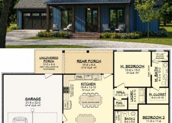1479 Sq. Ft. Modern Farmhouse Plan with 3 Bedrooms, 2 Bathrooms, and Spacious Porch Living