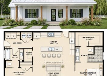 1188 Sq. Ft. Modern Farmhouse Plan with 2 Bedrooms, 2 Bathrooms, and Smart Open Living