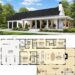 1878 Sq. Ft. Barndominium Plan with 3 Bedrooms, 2.5 Bathrooms, Wraparound Porch, and 3-Car Garage