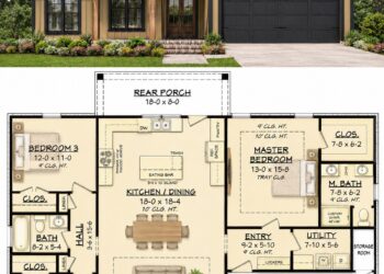 1521 Sq. Ft. Country Plan with 3 Bedrooms, 2 Bathrooms, and Split Bedroom Living
