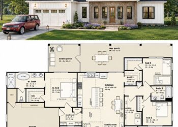 1660 Sq. Ft. Modern Farmhouse Plan with 3–4 Bedrooms, 2 Bathrooms, Bonus Room, and Spacious Porch Living