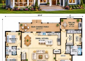 1636 Sq. Ft. Country Plan with 2 Bedrooms, 2.5 Bathrooms, and Comfortable One-Story Living