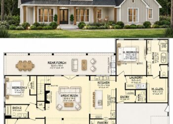 2800 Sq. Ft. Modern Farmhouse Plan with 5 Bedrooms, 3.5 Bathrooms, Flex Room, and Bonus Space
