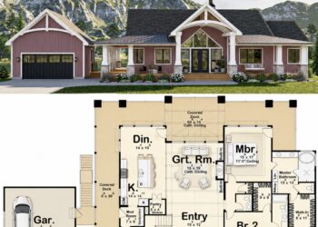2146 Sq. Ft. Lake Front Plan with 2 Bedrooms, 2.5 Bathrooms, Wraparound Porch, and 2-Car Garage