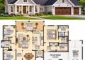 1797 Sq. Ft. Modern Farmhouse Plan with 3 Bedrooms, 2.5 Bathrooms, Vaulted Great Room, and 3-Car Garage