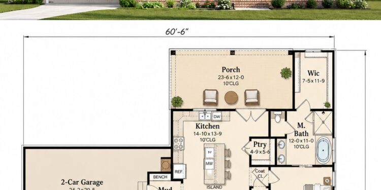 2185 Sq. Ft. Modern Farmhouse Plan with 3 Bedrooms, 2.5 Bathrooms, Loft, Office, and Bonus Room