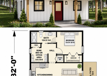 624 Sq. Ft. Cabin Plan with 1–2 Bedrooms, 1 Bathroom, and Cozy Open Living