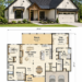 1819 Sq. Ft. Modern Farmhouse Plan with 3 Bedrooms, 2 Bathrooms, and Vaulted Open Living