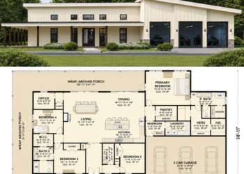 2748 Sq. Ft. Contemporary Plan with 4 Bedrooms, 3 Bathrooms, and 3-Car Garage