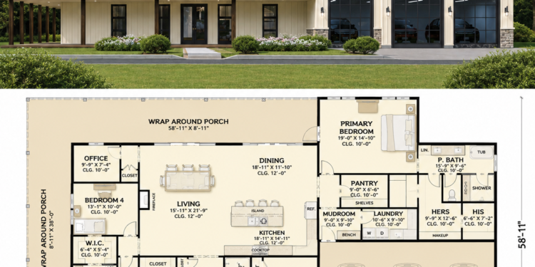 2748 Sq. Ft. Contemporary Plan with 4 Bedrooms, 3 Bathrooms, and 3-Car Garage