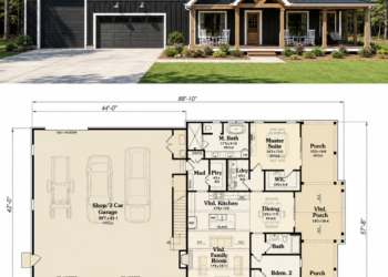 Barndominium Plan – 1,495 Sq Ft, 2 Bedrooms, 2 Bathrooms