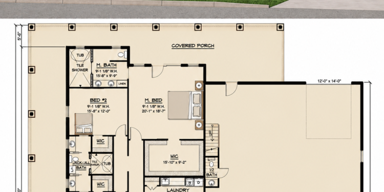 2693 Sq. Ft. Barndominium Plan with 3 Bedrooms, 3 Bathrooms, Loft, and Massive 4-Car Garage