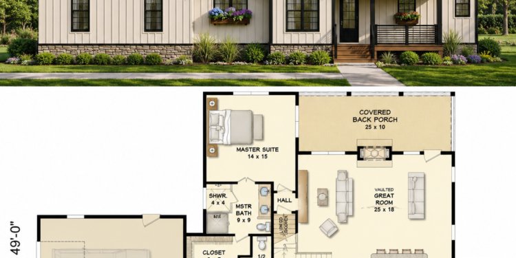 Modern Farmhouse Plan – 1,935 Sq Ft, 3 Bedrooms, 2.5 Bathrooms