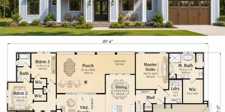 Modern Transitional Plan – 2,471 Sq Ft, 4–5 Bedrooms, 3 Bathrooms