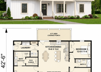 1425 Sq. Ft. Modern Farmhouse Plan with 3 Bedrooms, 2 Bathrooms, and Spacious Front Porch