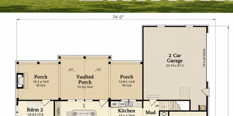 2490 Sq. Ft. Modern Farmhouse Plan with 3–4 Bedrooms, 2.5 Bathrooms, Bonus Room, and Split Bedroom Design