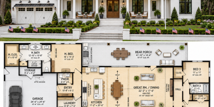 Modern Farmhouse Plan – 2,191 Sq Ft, 3 Bedrooms, 3.5 Bathrooms