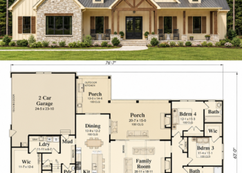 2686 Sq. Ft. Modern Farmhouse Plan with 4–5 Bedrooms, 3.5 Bathrooms, Loft, and Side-Entry Garage