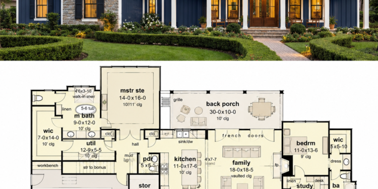 2093 Sq. Ft. Modern Farmhouse Plan with 3 Bedrooms, 2.5 Bathrooms, and Vaulted Open Living