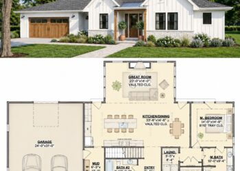 1962 Sq. Ft. Modern Farmhouse Plan with 2–3 Bedrooms, 2 Bathrooms, Flex Room, and 2-Car Garage