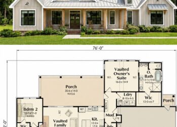 2149 Sq. Ft. Modern Farmhouse Plan with 3 Bedrooms, 2.5 Bathrooms, Office, and 2–3 Car Garage