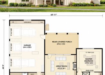 2927 Sq. Ft. Farmhouse Plan with 4 Bedrooms, 4 Bathrooms, Loft, and 3-Car Garage