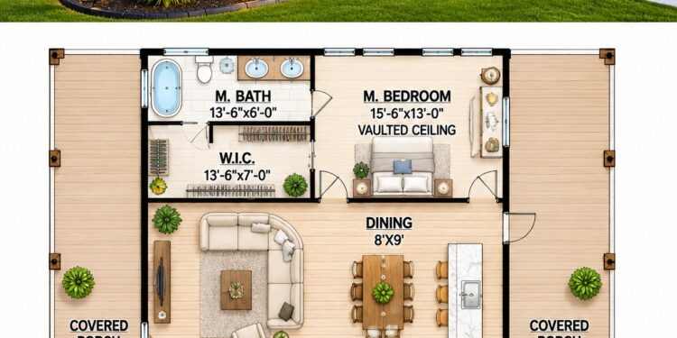 1560 Sq. Ft. Contemporary Plan with 2 Bedrooms, 2 Bathrooms, Open Living, and Modern One-Story Comfort