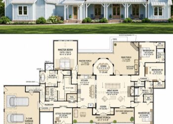 3095 Sq. Ft. Modern Farmhouse Plan with 4–5 Bedrooms, 4 Bathrooms, Flex Room, and 3-Car Garage