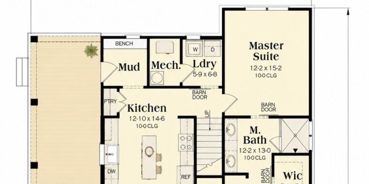 1461 Sq. Ft. Modern Farmhouse Plan with 2–3 Bedrooms, 2 Bathrooms, Loft, and Wraparound Porch